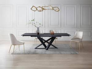 Table extensible MADRIANA Noir - Verre - 100 x 76 x 240 cm