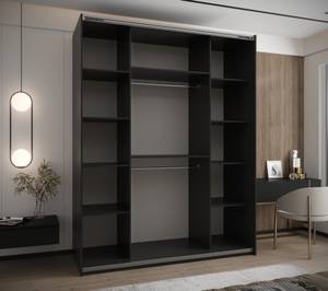 Armoire Lux 1 Noir - Imitation chêne - Largeur : 200 cm