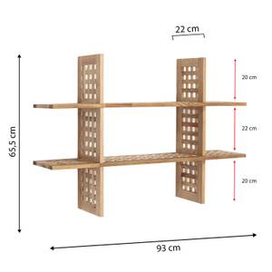 Jaya Wandregal aus Walnussholz, 6 Fächer Braun - Massivholz - 93 x 65 x 22 cm