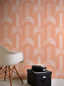 Art Deco Tapete - Vliestapete Retro Beige - Orange