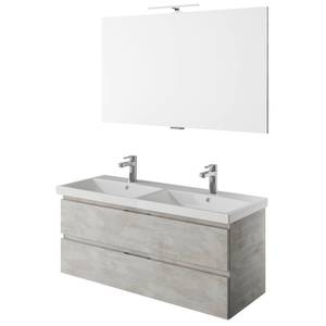 Waschplatz-Set hellgrau m. Becken 120cm Grau - Holzwerkstoff - 120 x 200 x 45 cm