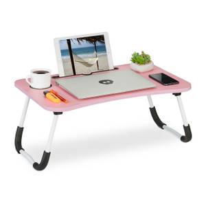 Table d’ordinateur avec porte-tablette Noir - Rose foncé - Blanc - Bois manufacturé - Métal - Matière plastique - 63 x 26 x 40 cm