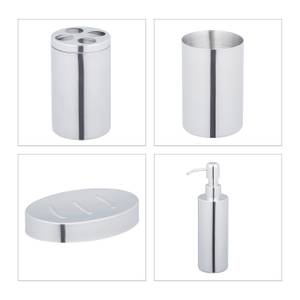 4-tlg. Badezimmer Set glänzendes Silber Silber - Metall - Kunststoff - 6 x 22 x 6 cm