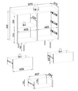 Wohnzimmer-Set RAVEN 2-teilig Schwarz - Holzwerkstoff - 277 x 83 x 38 cm