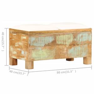 Banc de rangement 245137 Marron - Bois massif - Textile - 80 x 40 x 40 cm