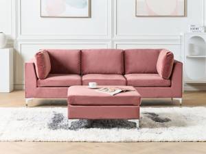 Canapé avec pouf EVJA Rose foncé - 235 x 85 cm