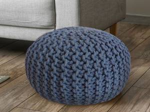 Sitzpouf Runde Blau - 55 x 37 x 55 cm - Naturfaser