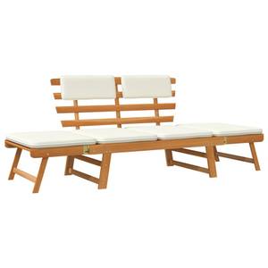 Banc de jardin avec coussins 2-en-1 Blanc - Bois massif - Bois/Imitation - 190 x 74 x 190 cm