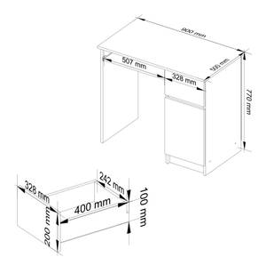 Bureau d'ordinateur Piksel droit CLP Imitation chêne de Sonoma