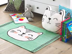 Tapis enfant HOWRAH Noir - Vert - Rose foncé - Blanc - Fibres naturelles - 90 x 60 x 60 cm