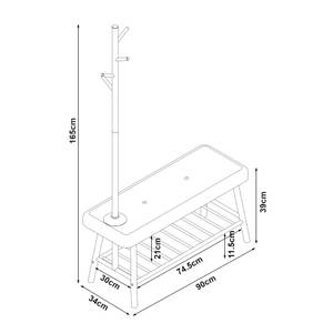 Garderobenbank Bygland Beige - Bambus - 90 x 165 x 34 cm