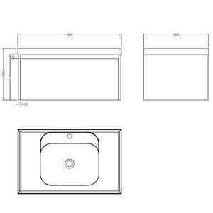 Badmöbel-Set Salerno（2er-Set） Eiche Landhaus Dekor - Breite: 80 cm