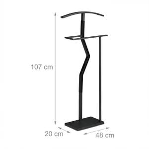 Schwarzer Herrendiener Schwarz - Holzwerkstoff - Metall - 48 x 107 x 20 cm