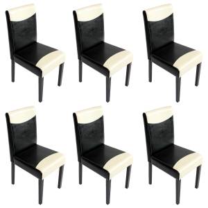 Chaise Littau simlicuir lot de 6 Noir - Blanc - Marron foncé