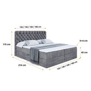 Boxspringbett BOXI8 Steingrau - Breite: 140 cm - H3