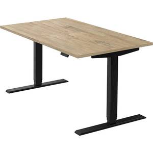 Höhenverstellbarer Schreibtisch Homedesk Wildeiche Dekor - Breite: 140 cm - Schwarz