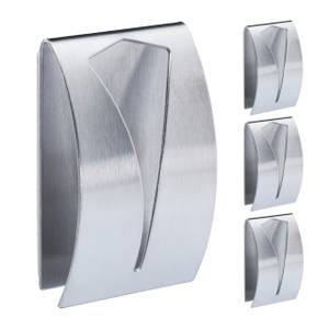 Handtuchhaken 4er Set Silber - Metall - 5 x 8 x 3 cm