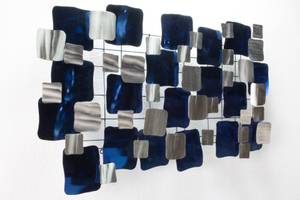 Wanddeko Metall Der Wintersturm Blau - Weiß - Metall - 117 x 65 x 6 cm