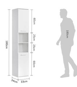 Bad-Hochschrank Der Kapitän Weiß - Breite: 33 cm