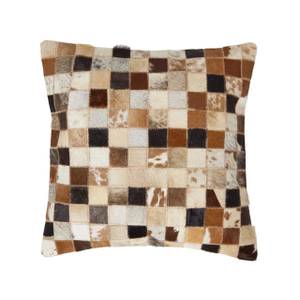 Fellkissen kariert - Patchwork Echtleder - 45 x 1 x 45 cm