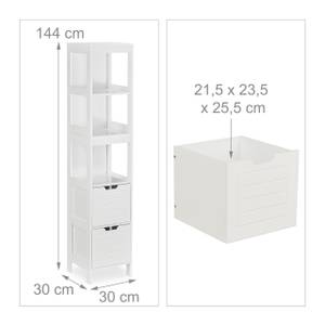 Badezimmerschrank weiß Weiß - Holzwerkstoff - 30 x 144 x 30 cm