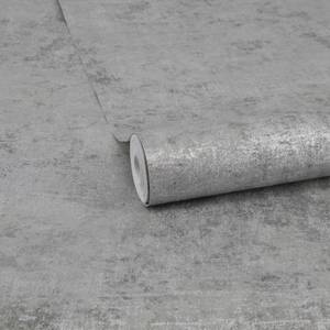 Vliestapete Beton Metallic Silber - Papier - Kunststoff - Textil - 52 x 52 x 1000 cm