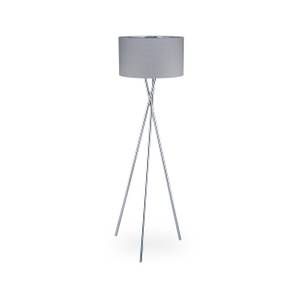 Dreibein Lampe grau Grau - Silber - Metall - Textil - 51 x 150 x 51 cm
