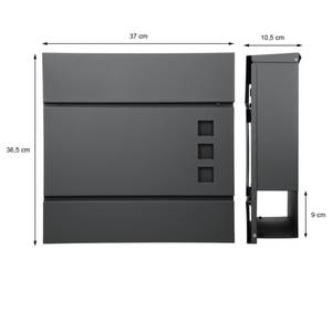Briefkasten mit Zeitungsfach, anthrazit Grau - Metall - 18 x 120 x 55 cm