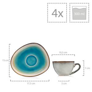 8-tlg. Kaffeetassen Set Capri Blau - Stein - 27 x 39 x 20 cm