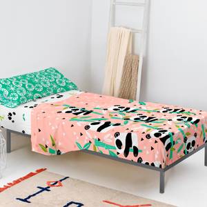 Panda garden Bettlaken-set Pink - Textil - 1 x 160 x 270 cm