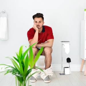 Serviteur de toilettes sur pied Noir - Argenté - Métal - Matière plastique - 20 x 67 x 14 cm