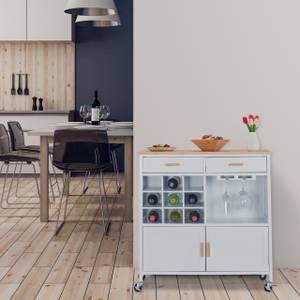 Küchenwagen mit Weinregal Braun - Weiß - Bambus - Holzwerkstoff - 86 x 89 x 41 cm