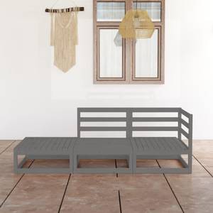 Salon de jardin (lot de 3) 3009909-1 Gris - Bois massif - Bois/Imitation - 70 x 30 x 70 cm