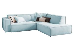 Ecksofa SAMU Sofa Cord Hellblau - Ecke davorstehend rechts