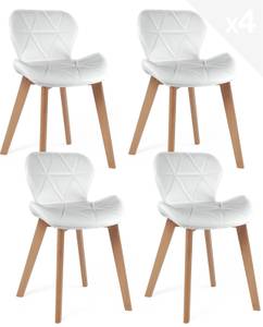 Chaises scandinaves FATI (lot de 4) Blanc - Lot de 4