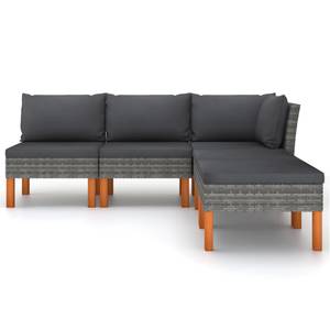 Garten-Sofa-Set (5-teilig) 3009634-2 Grau - Metall - Polyrattan - Holzart/Dekor - 61 x 67 x 65 cm