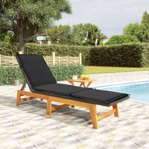 Chaise longue 319724 Noir - Métal - Polyrotin - Bois/Imitation - 54 x 87 x 200 cm