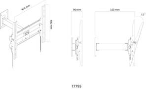 TV VESA Wandhalterung ausziehbar WS205 Schwarz - Metall - 40 x 40 x 11 cm