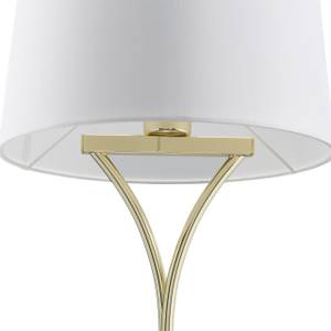 Tischlampe Vintage mit Stoffschirm Gold - Weiß - Metall - Kunststoff - Textil - 30 x 49 x 30 cm