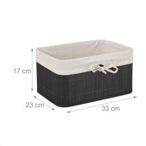 Lot de 4 paniers de rangement en bambou Noir - Blanc - Bambou - Bois manufacturé - Textile - 33 x 17 x 23 cm