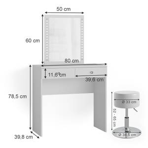 Schminktisch Elara 38791 Weiß - Holzwerkstoff - 80 x 78 x 35 cm