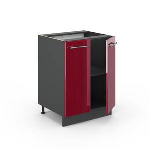 Meuble bas de cuisine Fame-Line 35553 Anthracite - Bordeaux brillant