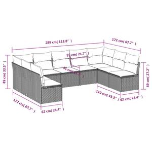 Gartensitzgruppe K5294(9-tlg) Schwarz - Massivholz - 69 x 172 x 289 cm