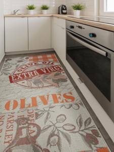 Tapis de couloir cuisine Kitchen Orange - Textile - 80 x 1 x 200 cm
