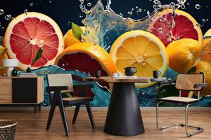 Fototapete ZITRUSFRÜCHTE Obst Wasser 3D 360 x 240 x 240 cm