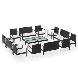 Garten-Lounge-Set (16-teilig) 3012365-2 Schwarz - Weiß - Anzahl Teile im Set: 16