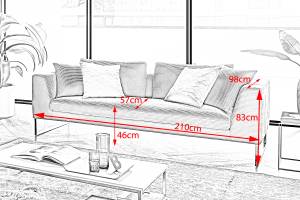 Sofa ARIAN Cord Metallkufe chrom Smaragdgrün - Breite: 210 cm