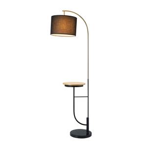 lampadaire avec port USB, table en bois Noir - Métal - 35 x 166 x 35 cm