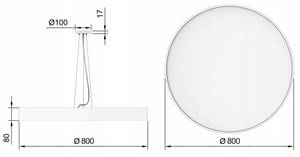 Round Office Pendelleuchte, Büroleuchte Schwarz - Metall - 80 x 140 x 80 cm