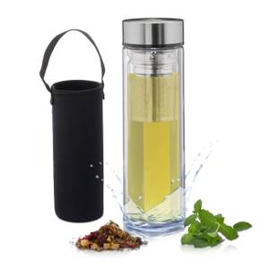 Gourde à thé avec filtre thé à emporter Noir - Verre - Métal - 7 x 22 x 7 cm